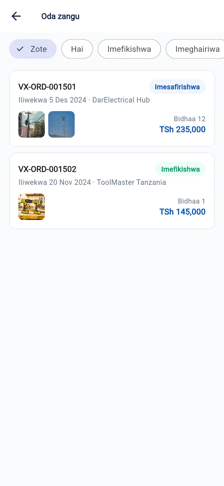 App ya simu: Oda zangu
