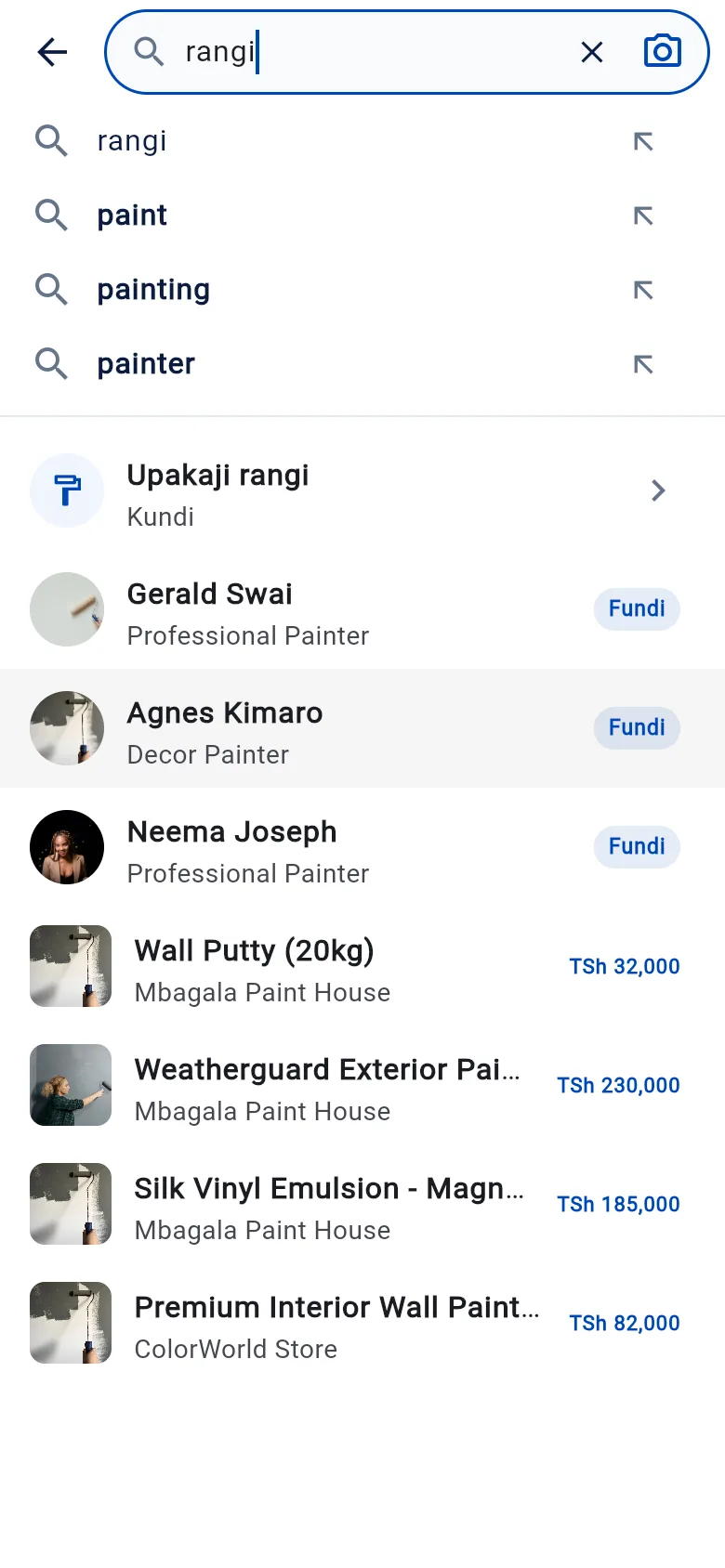 App ya simu: Kutafuta