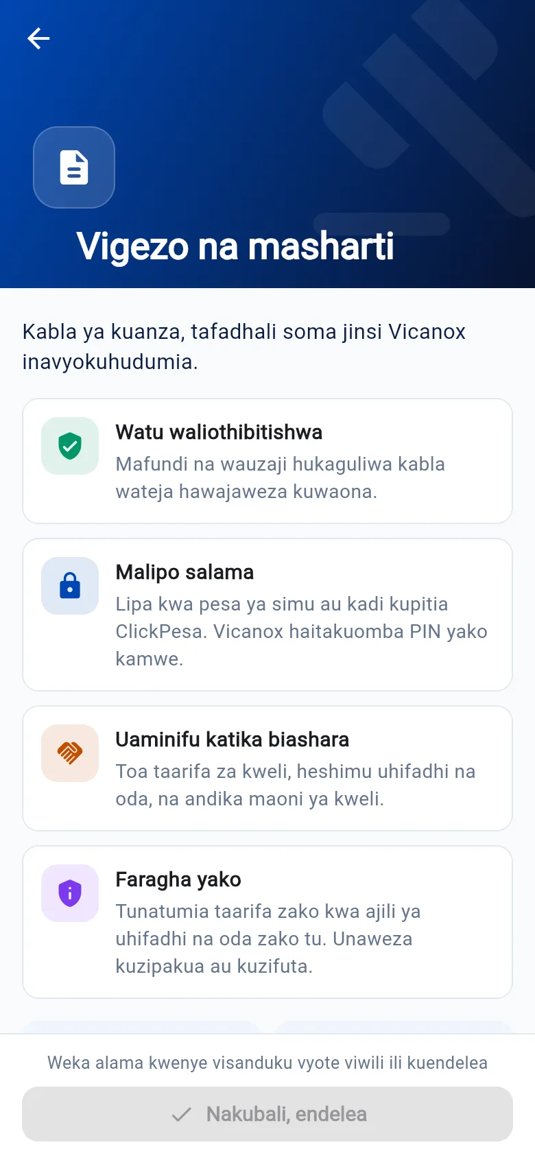 App ya simu: Vigezo na masharti